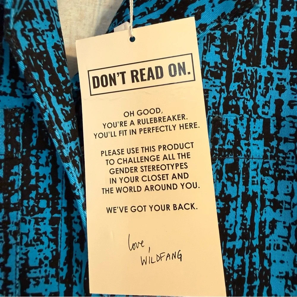 Wildfang Blue Black Printed Short-Sleeve Jumpsuit - Picture 5 of 6